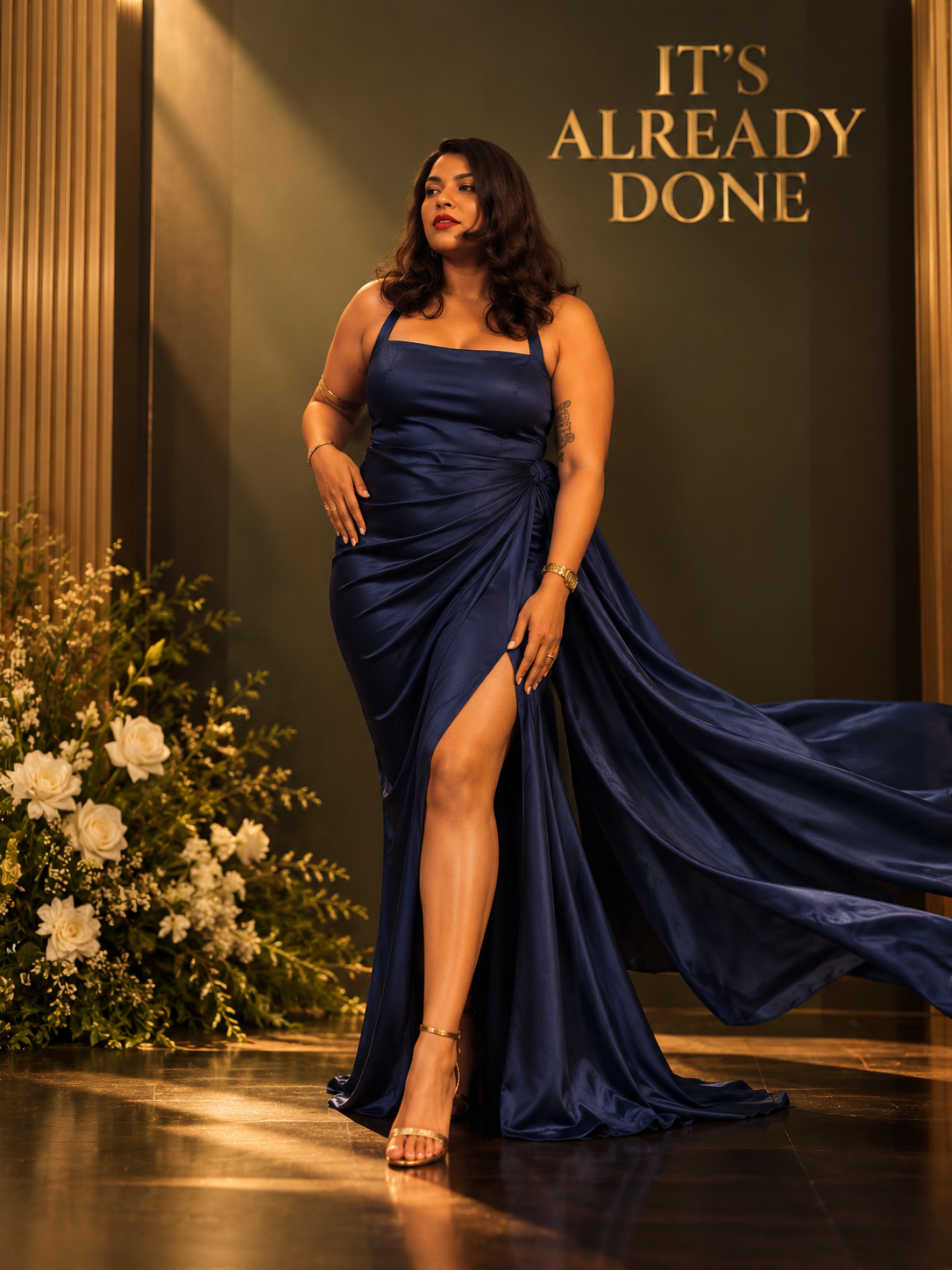 Rashmi Suthar in a sculptural navy gown